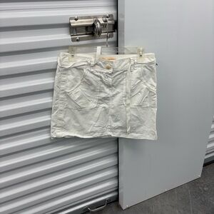 J. Crew Classic Twill White Chino Mini Skirt Broken In Button Zip Tie Front 4